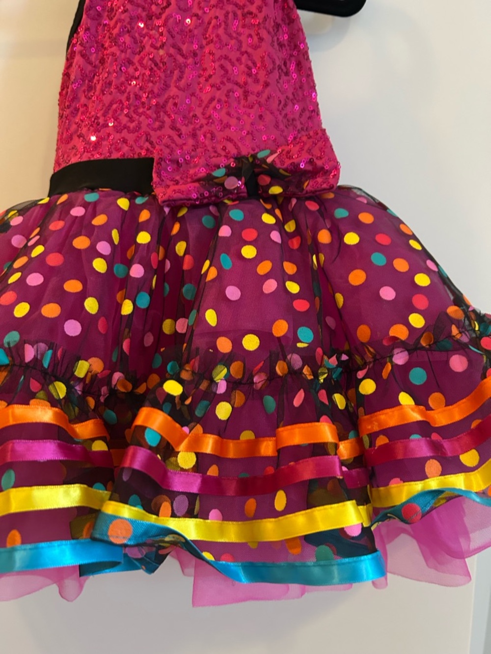Revolution Hot Pink Sequin Polka Dot Performance Tutu Dance Dress - Size SC - Picture 4 of 14